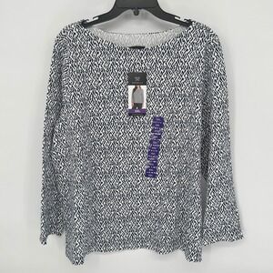 RAFAELLA Womens Geometric Print Boat Neck Long Sleeve Top XXL‎ New